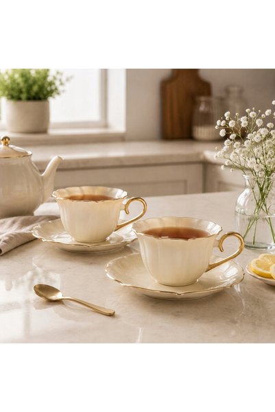 NO BRAND SET DE CĂNI DE PORȚELAN 200 ML PENTRU CAFEA ȘI CEAI, CADOU CU TIPĂNĂ