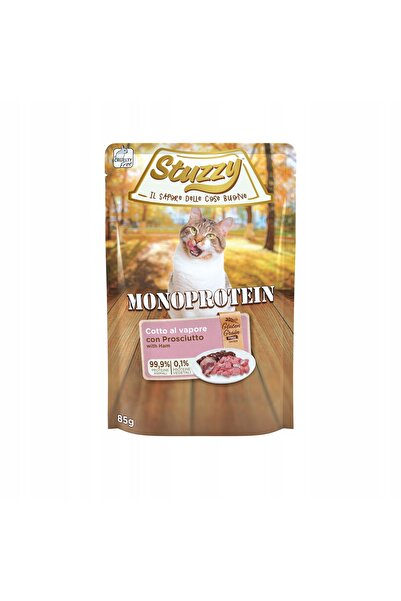 NO BRAND STUZZY Hrană umedă pentru pisici MONOPROTEIN Pungă cu șuncă proaspăt...