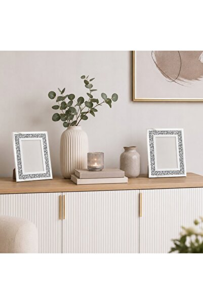NO BRAND Ramă foto 10x15 argintie din sticlă, decorațiune cameră, cadou