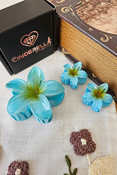 Cinderella Set of 3 Turquoise Green Ombre Lotus Flower Hair Clips - Hawaiian ...