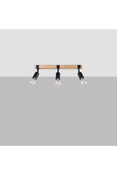 Sollux Lighting Spot de tavan industrial ZUCA 3xE27 15W negru/lemn