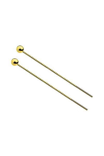 NO BRAND Cercei lungi, tip bilă glisantă, de 5mm, culoare aurie, placați cu a...