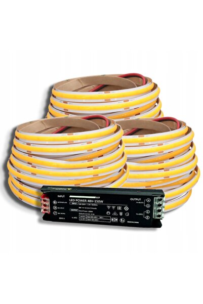 NO BRAND KIT LED COB 480D/m 15m Alb Cald 48V 8mm + Sursă de alimentare FLAT 1...