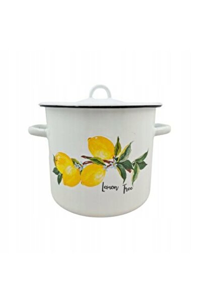 NO BRAND Oală emailată 22cm 7L cu capac Lemon