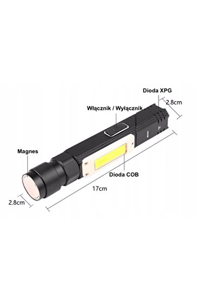 NO BRAND Lampă unghiulară reîncărcabilă magnetică USB COB XML LED