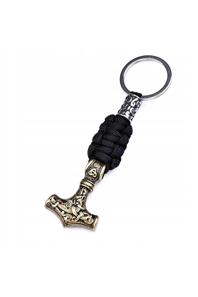 NO BRAND Breloc Ciocanul lui Thor auriu cu șnur paracord