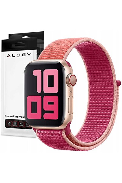 NO BRAND Curea de nailon Alogy cu Velcro pentru Apple Watch 1/2/3/4/5/6/7/8/S...