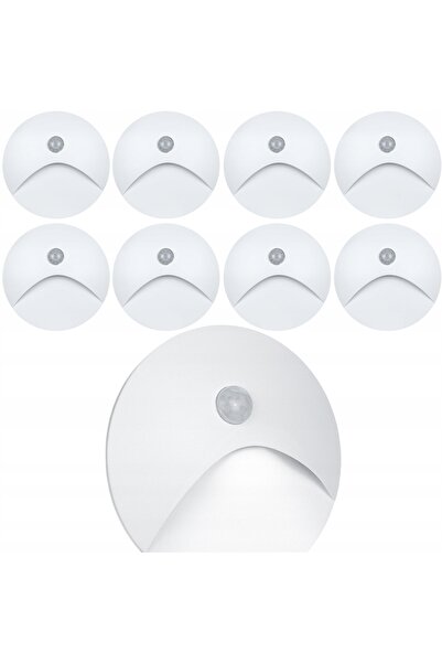 NO BRAND 8x LUMINĂ LED ROTUNDĂ PENTRU SCĂRI, TIP DOWNLIGHT, CU SENZOR DE MIȘC...