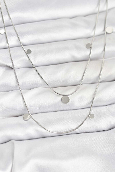 SORA GROUP 316L Steel Chain Silver Color Sequin Women's Necklace