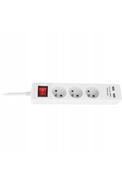 Rebel Prelungitor cu 3 prize, 2 porturi USB, cablu 3x1,0mm², 3m, cu întrerupător