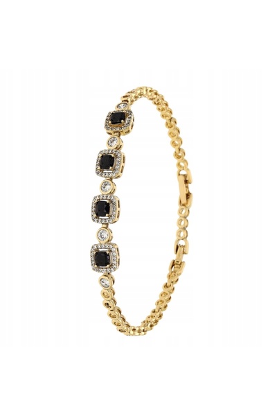 NO BRAND Brățară placată cu aur ELEGANCE – Zirconiu negru și strălucire luxoasă