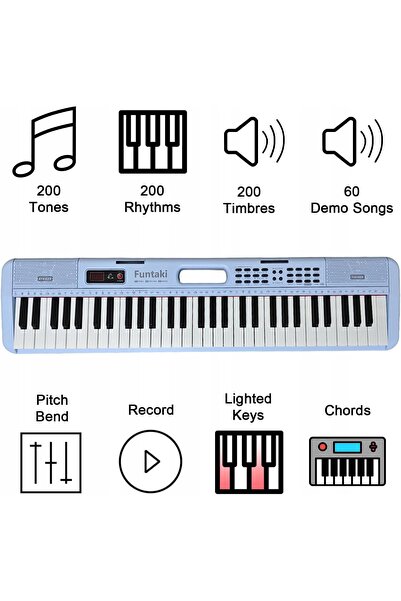NO BRAND CLAVIER PIANINĂ 61 DE CLAVEI ILUMINATE USB MIDI