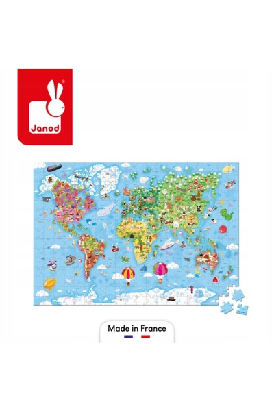 NO BRAND Puzzle în valiză – Hartă mare a lumii, 300 de piese, 99 × 70 cm, val...