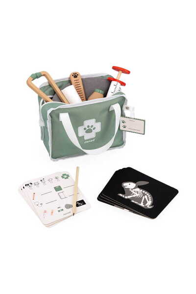 NO BRAND Set veterinar Janod mic + 10 accesorii, geantă