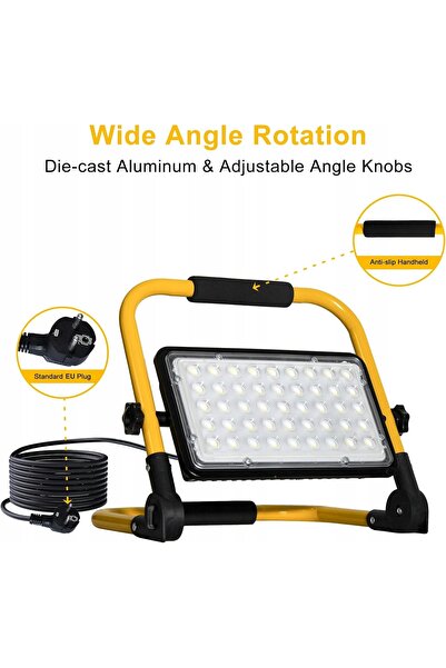 1001DİZAYN Reflector LED BUDOWLANY 100W cu stativ IP66 6500K cablu 4 m