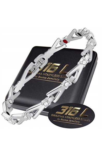 Boston Jewellery Brățară magnetică din argint pentru femei cu zirconii, calit...