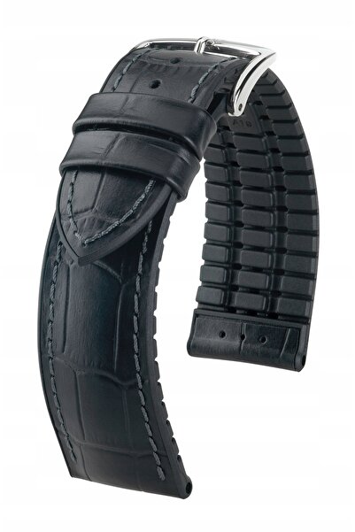 NO BRAND HIRSCH Paul L - NEGRU/Negru - 22 mm - Curea de ceas din piele și cau...