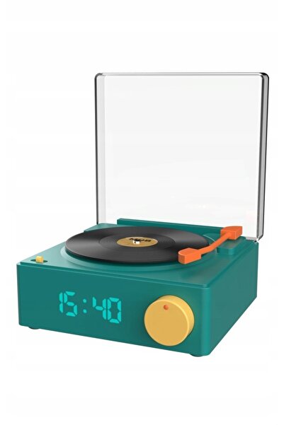 NO BRAND Ceas deșteptător cu aplicație și difuzor retro tip gramofon Bluetoot...