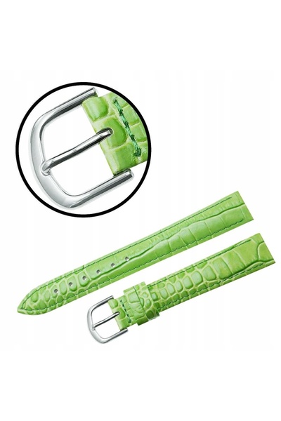 NO BRAND CUREA REDA 18 mm, model „crocodil”, curea verde, cusături verzi