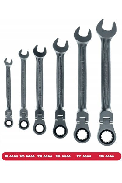 NO BRAND Set de chei fixe cu clichet și articulație 8-19mm 6 bucăți