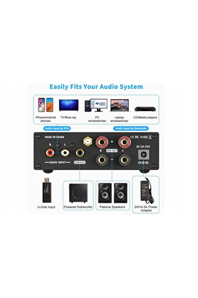 Fosi Audio BL20C 24V (Negru) |   2 x 160W |   Bluetooth 5.0 |   Corector |   USB