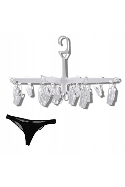 NO BRAND Umeraș tip umbrelă pentru lenjerie intimă, cu 20 de cleme, alb