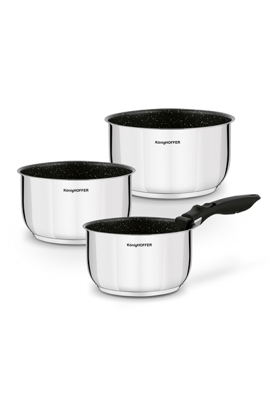 Konighoffer Set de 3 vase de gătit cu mâner detașabil, pentru aragaz și plită...