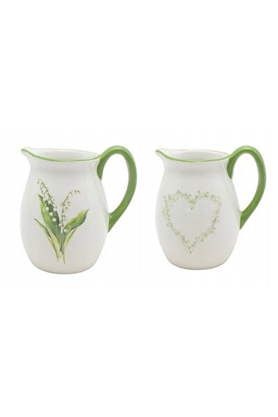 NO BRAND Ulcior pentru apă sau băuturi, din ceramică, alb, cu motiv de lăcrăm...