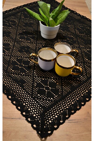 NO BRAND Față de masă croșetată din bumbac, neagră, pătrată, JEDEKA 559, 85x8...