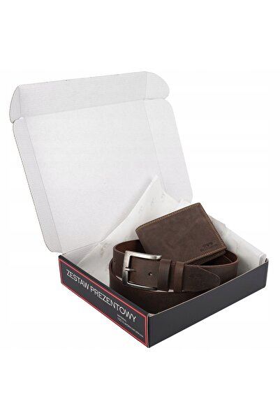 NO BRAND Set cadou portofel și curea din piele pentru bărbați, în cutie, Belt...
