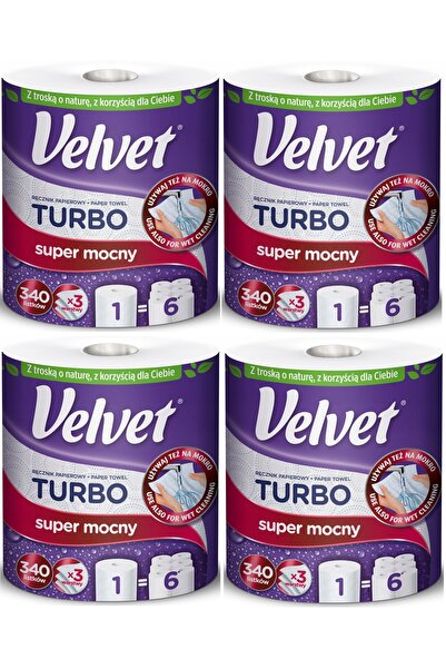Velvet Prosoape de hârtie pentru bucătărie Super Strong Turbo, 4 bucăți, dura...