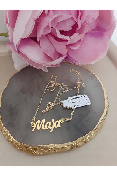 NO BRAND Colier cu nume Maja, argint 925 placat cu aur