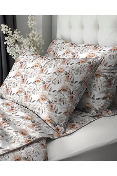 NO BRAND Lenjerie de pat 200x160 bumbac Percale colecția Magnolie bej 5894 B ...