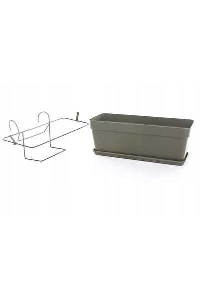 NO BRAND SOLIDNA jardinieră roșie de balcon, tip cutie, alungită, pentru balu...