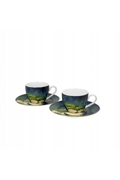 NO BRAND Căni de espresso din porțelan cu farfurioare DUO ART GALLERY 2 bucăț...