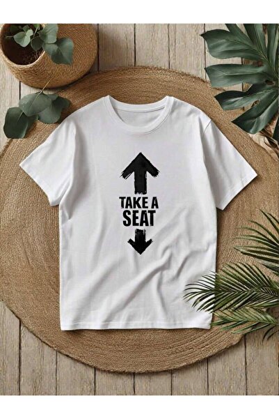 k222 Satirical 'Please Sit' Pattern Men's - Distressed Arrow Design, Black Ca...