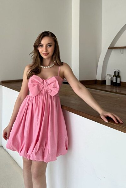 ELBEE Pink Bow Strap Dress