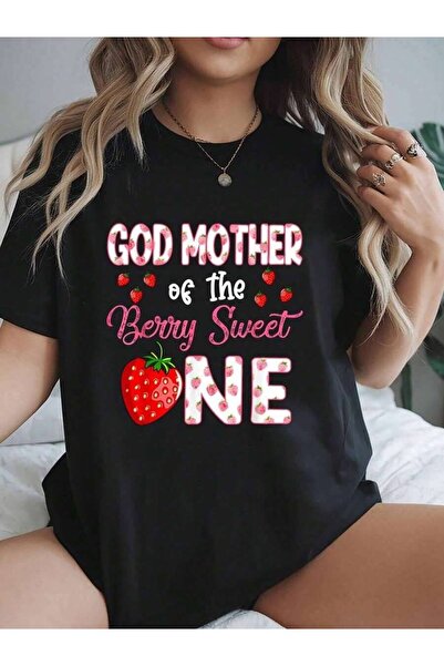 21JNRY God Mother Of The Berry Sweet One Strawberry First Birthday Fun Graphi...