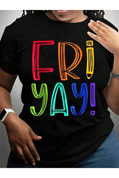NOURAM Fri-Yay Happy Friday Weekend Funny Teacher Back To School Black Graphi...