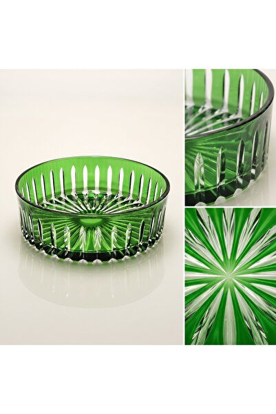 AKDEN STORE Crystal Cut Decor Sandra Presentation Bowl - Glass Bowl 25cm