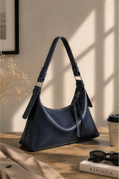 Rimense Women's Navy Blue Lined Hand and Shoulder Bag