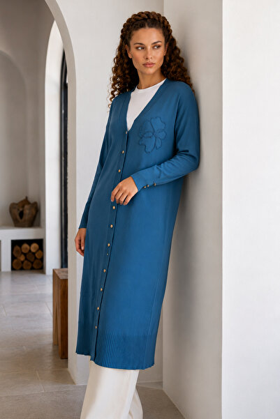 benguen Long Mercerized Cardigan N3338 Indigo