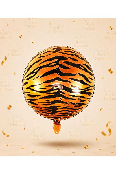 Parti Dükkanı Tiger Patterned Round Foil Balloon 18 Inch Helium Compatible Bi...