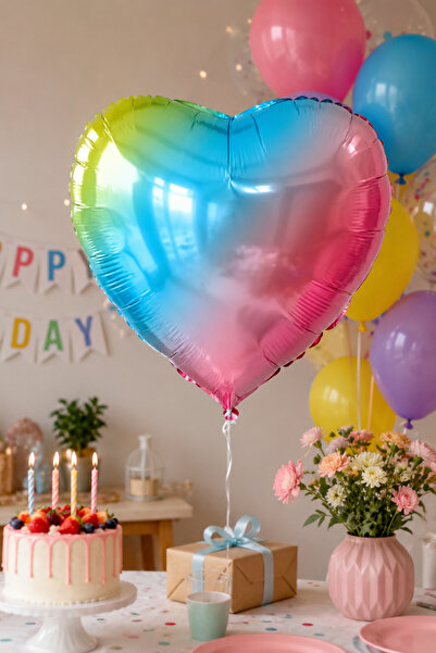 DODOMAR Foil Balloon Heart Rainbow 24 Inch 60 cm Colorful Birthday Engagement...