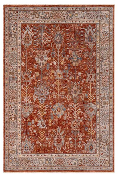 İpek Mekik Halı Venüs 4706a Vintage Eskitme Desenli Sıcak Renk Tonlarını Etni...