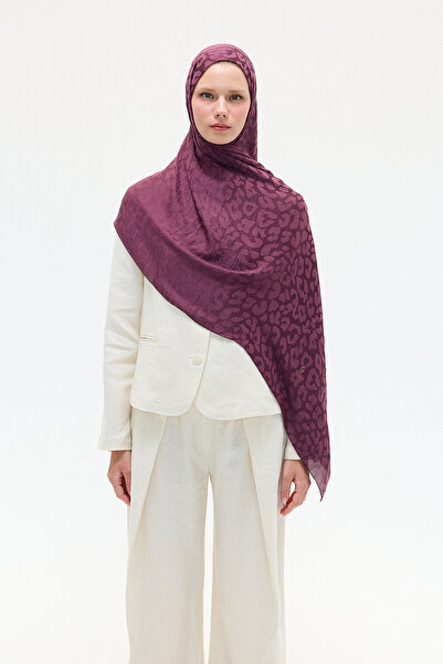 cs camellia scarf Ιταλικό σάλι ζακάρ με σχέδιο λεοπάρ - Δαμασκηνί