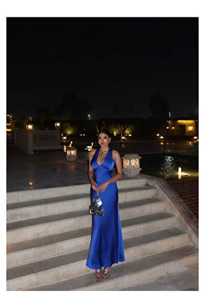 ESRAHELVACI Double-Breasted Collar Satin Dress E.H Collection