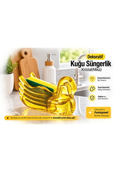 LUCES DESİGN Decorative Swan Sponge Holder Crystal (Mica) – Colorful Kitchen ...