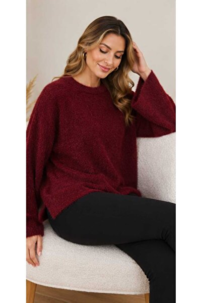 ZEYN STORE Women's Crew Neck Soft Textured Loose Cut Long Sleeve Knitwear Swe...