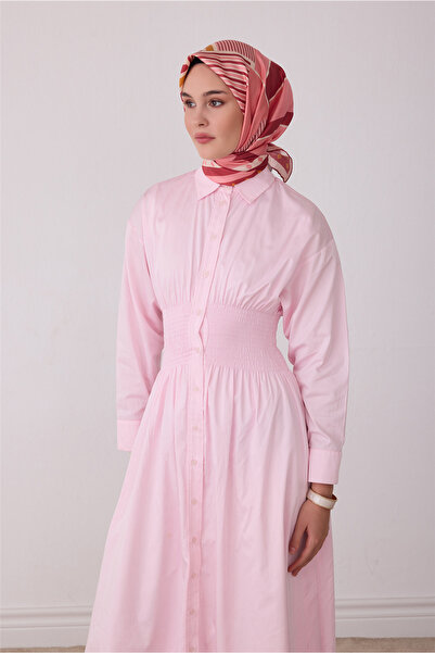 Belli Pembe Geometrik Desen %100 Twill İpek Eşarp 4401-51